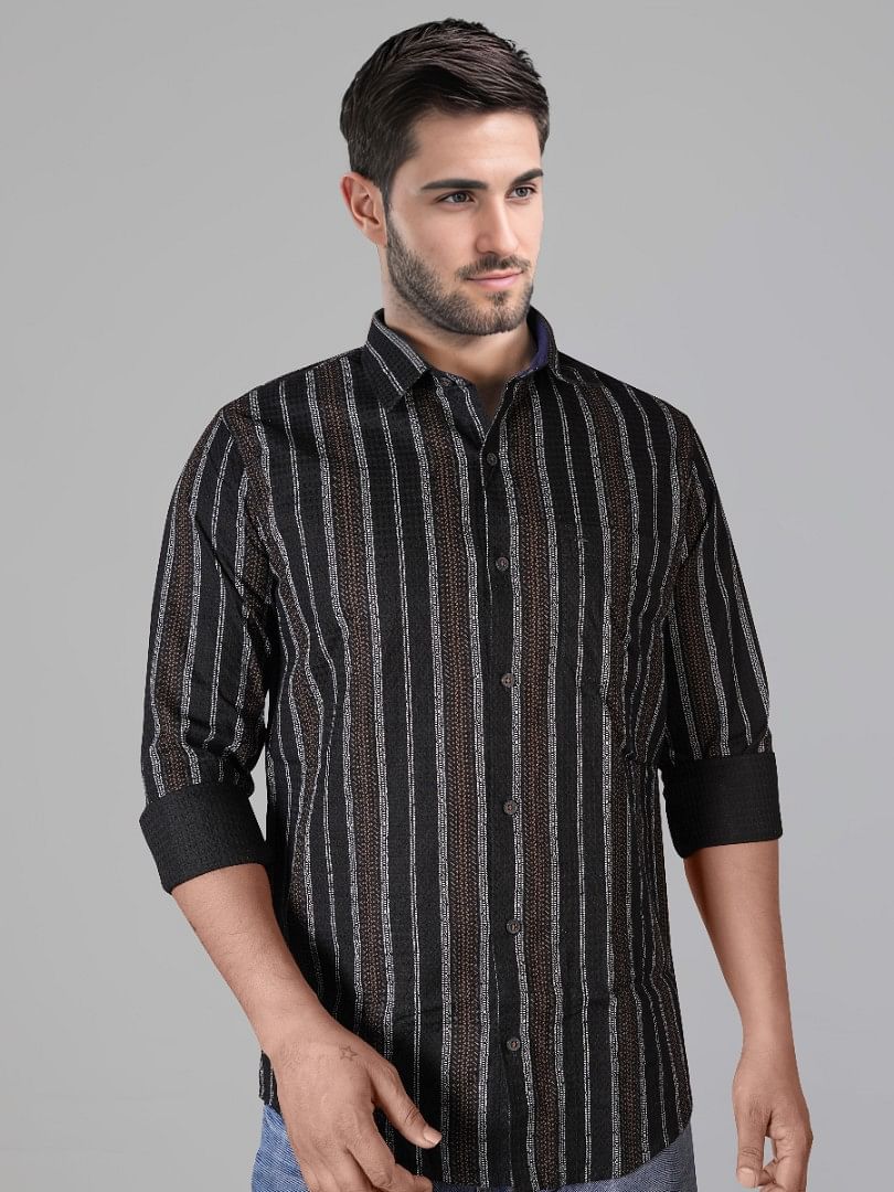 Authenzaa Men Casual Shirt SFCS039 Black 