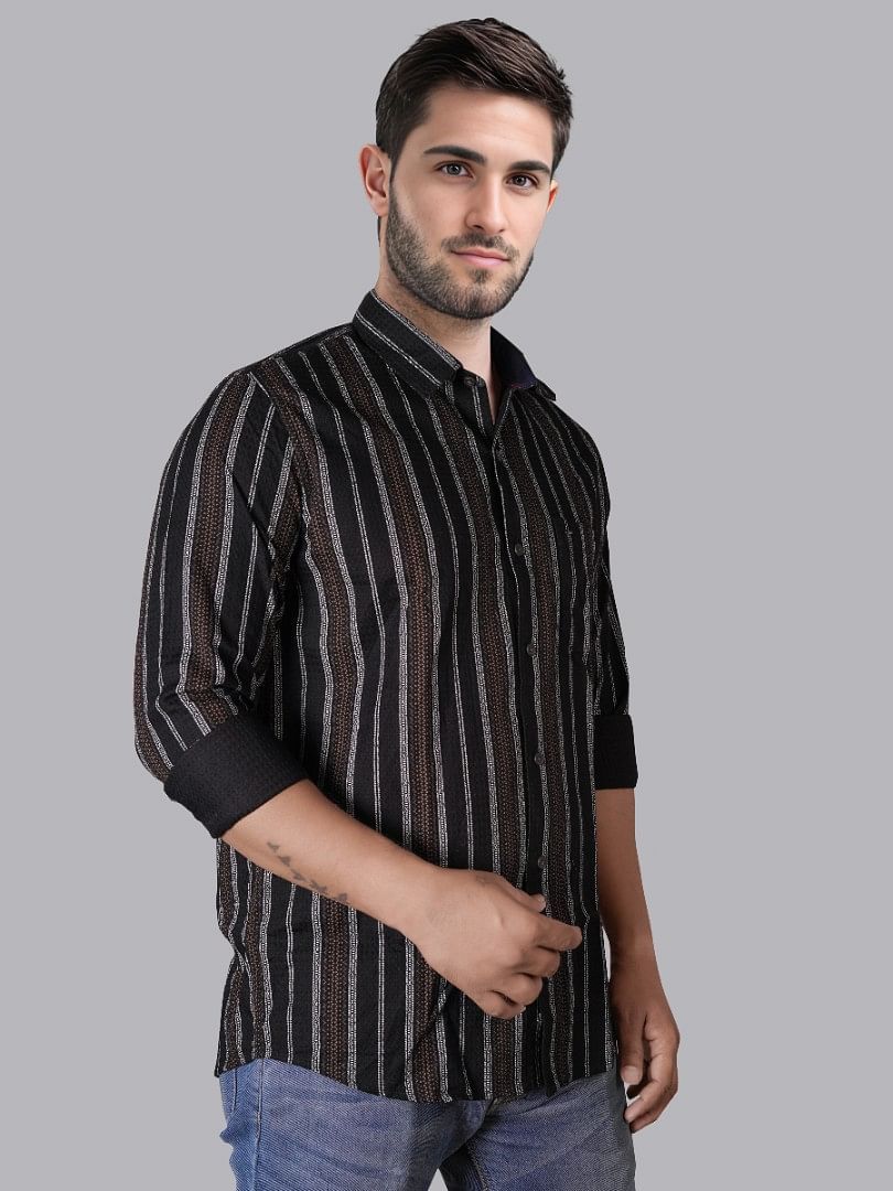 Authenzaa Men Casual Shirt SFCS039 Black 