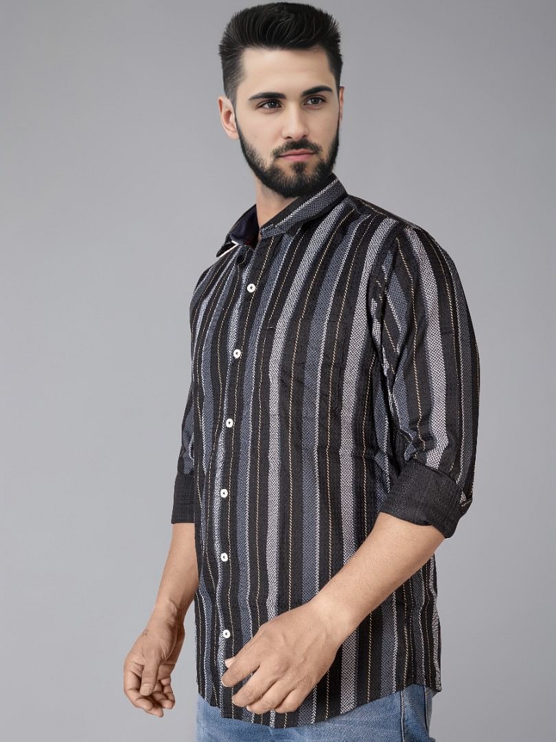 Authenzaa Men Casual Shirt SFCS037 Black 