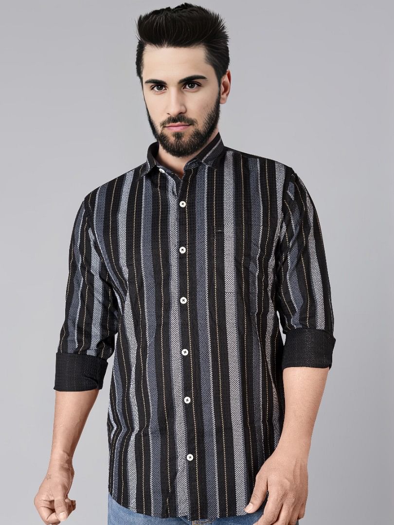 Authenzaa Men Casual Shirt SFCS037 Black 