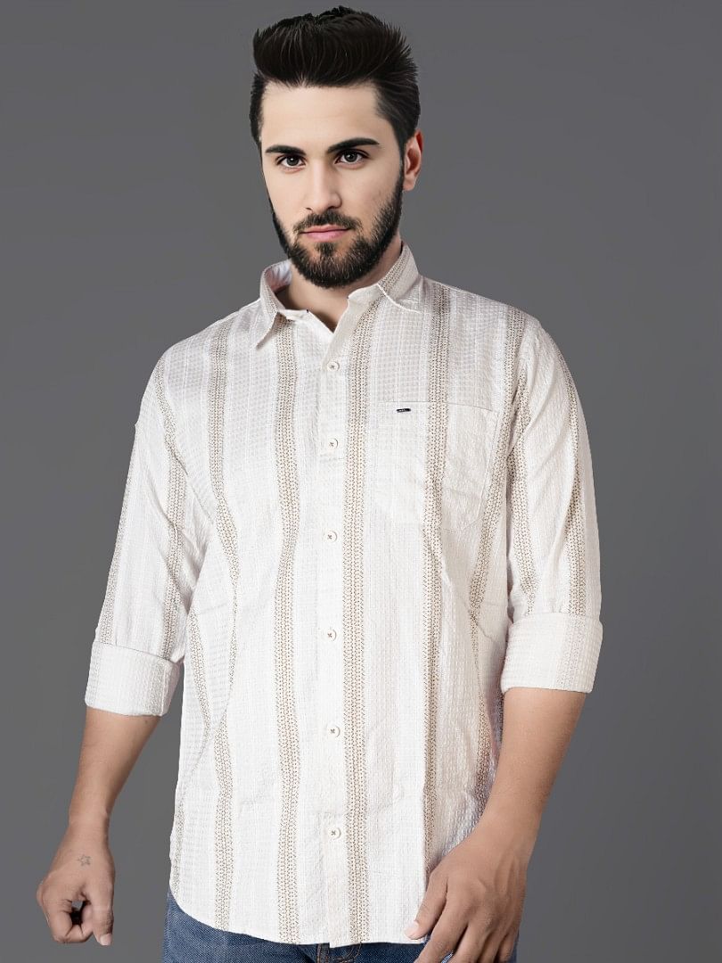 Authenzaa Men Casual Shirt SFCS038 White 