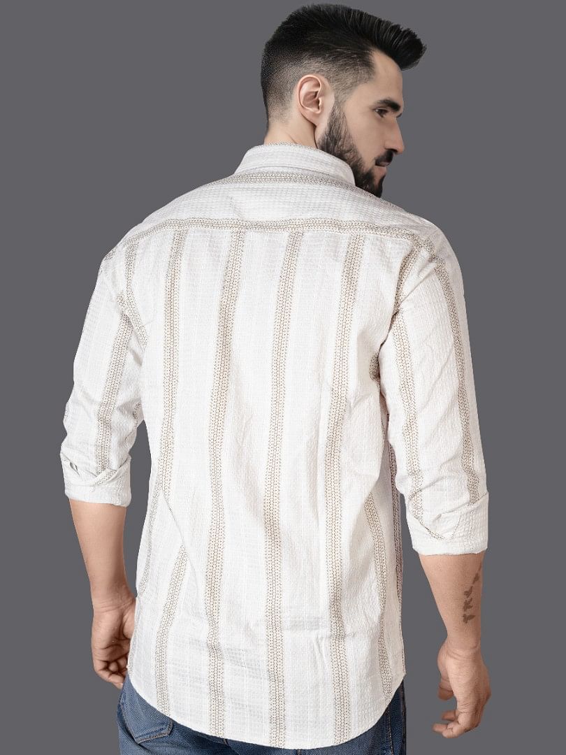 Authenzaa Men Casual Shirt SFCS038 White 