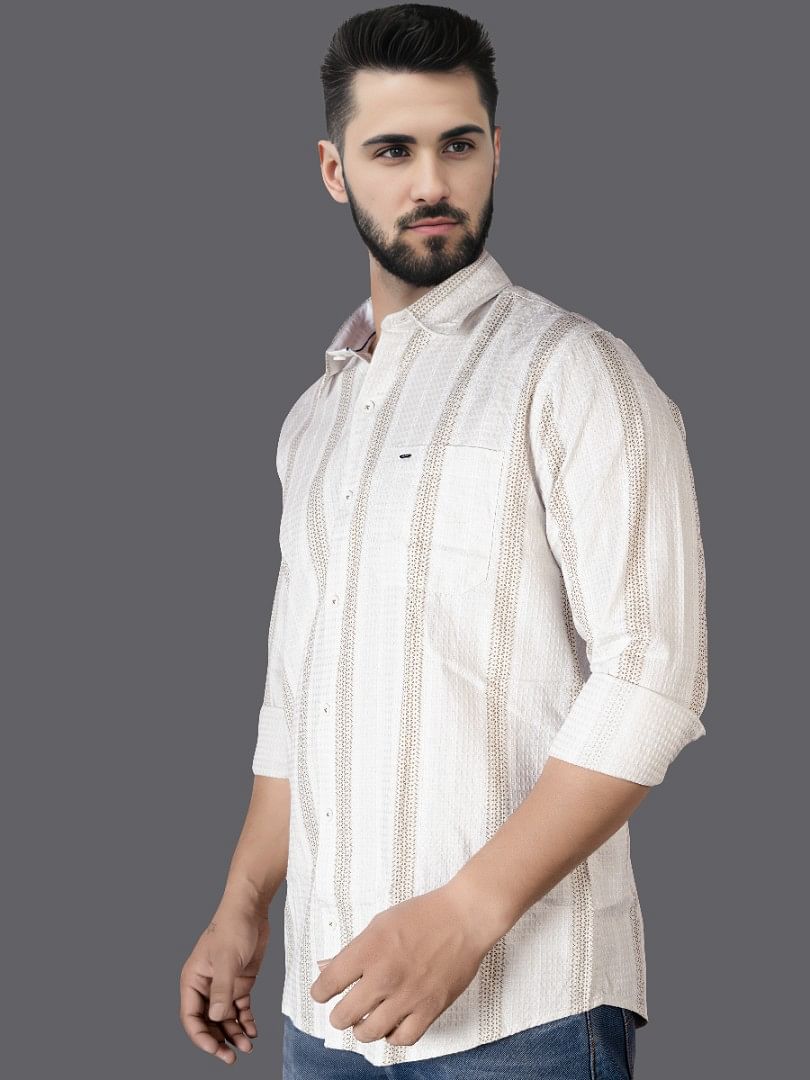 Authenzaa Men Casual Shirt SFCS038 White 