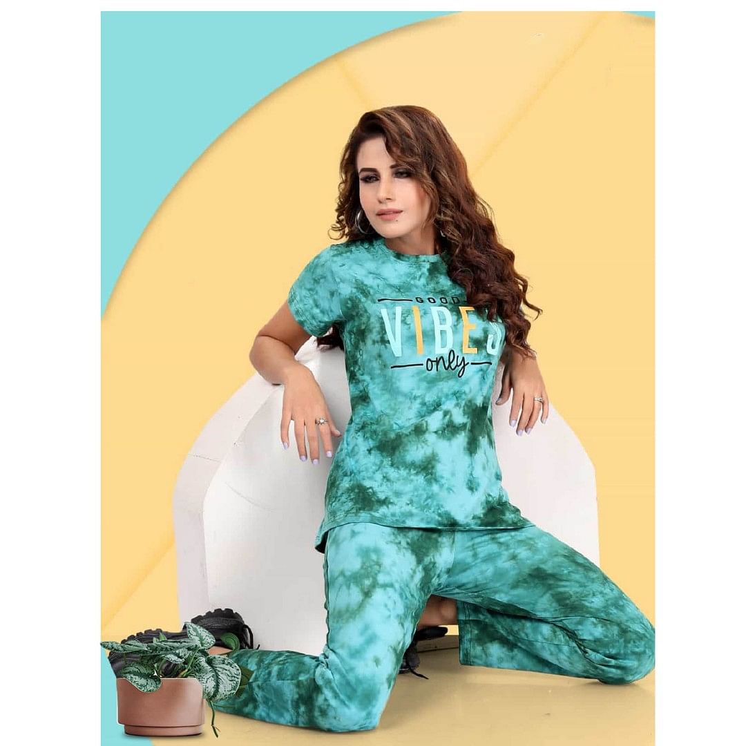 Authenzaa Women 2PC Nighty AC2N012 Aqua