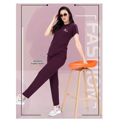 Authenzaa Women 2PC Nighty AC2N022 Wine 