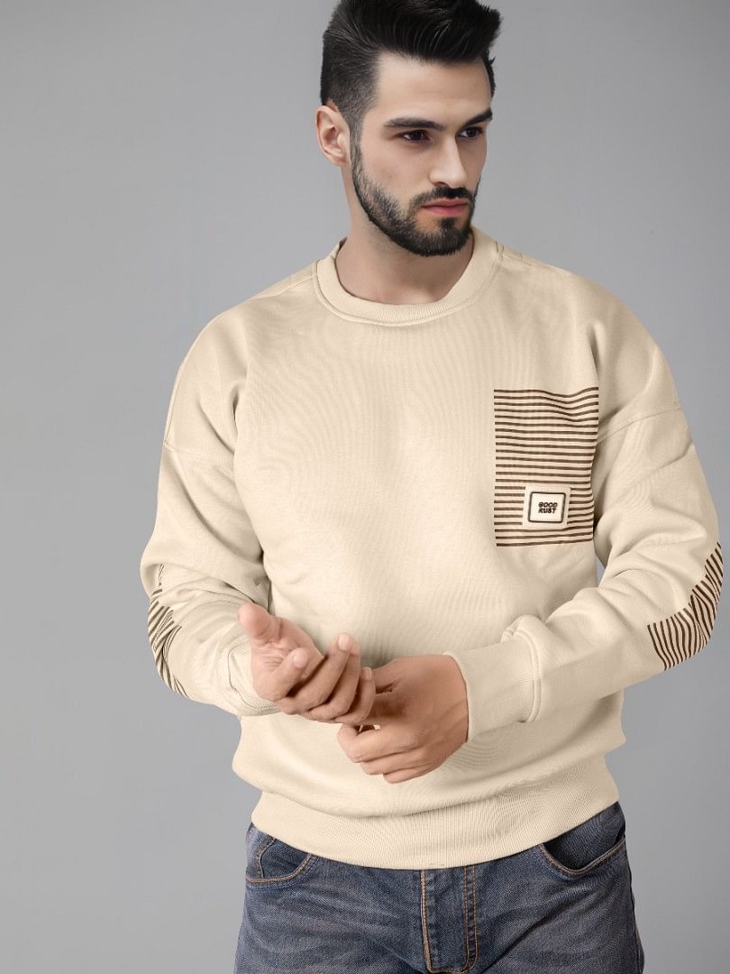 Authenzaa Men Sweatshirt  SHMS004 Cream 
