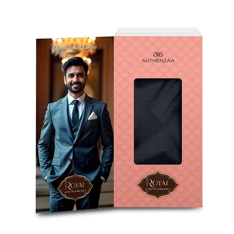 Authenzaa Men Royal Suit Length Fabric EXE004 Charcoal  