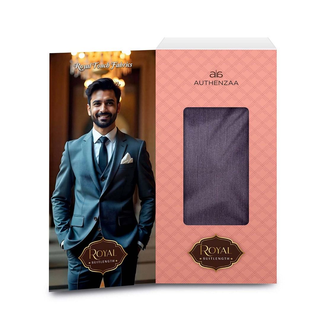 Authenzaa Men Royal Suit Length Fabric EXE004 Royal Blue  