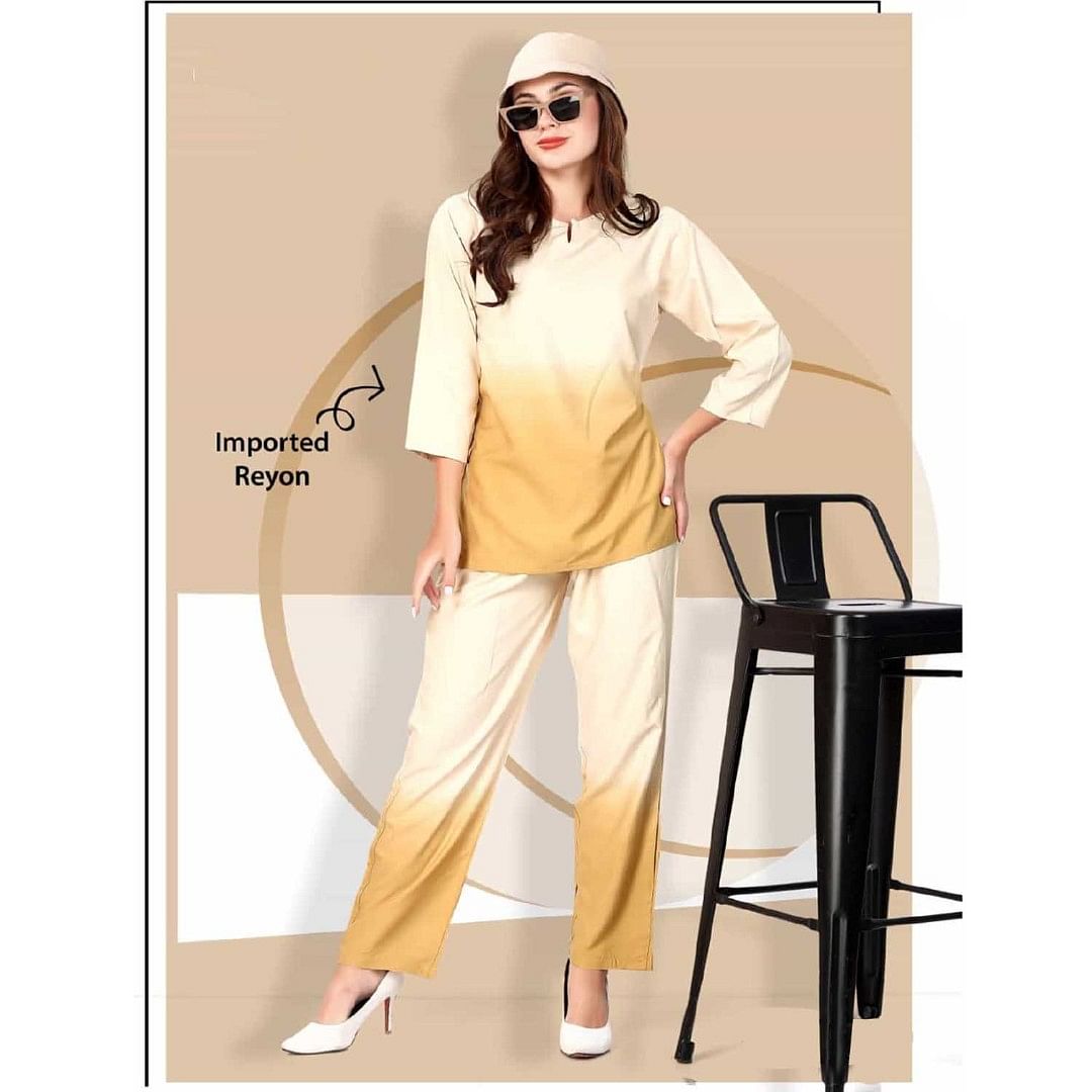 Authenzaa Women 2PC Nighty AC2N026 Yellow 
