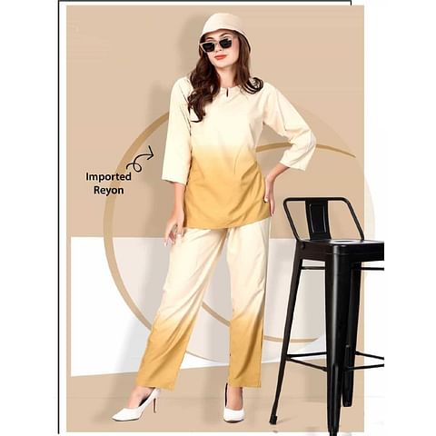 Authenzaa Women 2PC Nighty AC2N026 Yellow 