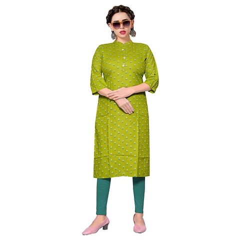 Authenzaa Women Kurti RFKT007 Light Mehandi 