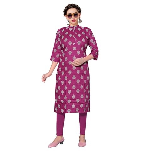 Authenzaa Women Kurti RFKT012 Light Maroon 