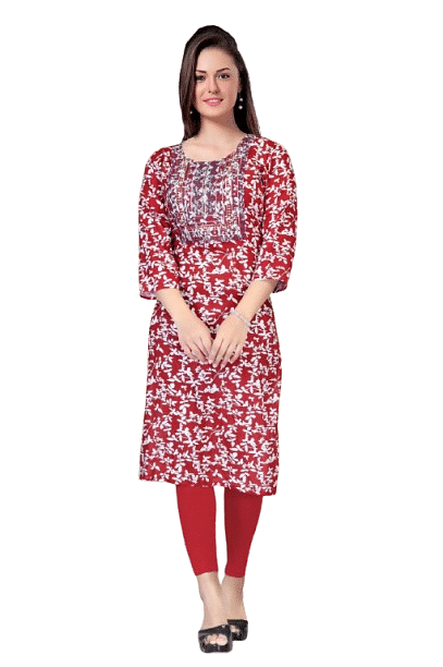 Authenzaa Women Kurti SMCKT045 Red 