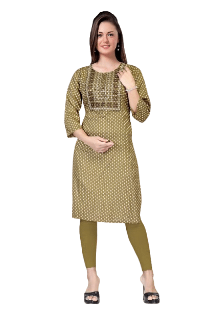 Authenzaa Women Kurti SMCKT047 Olive 