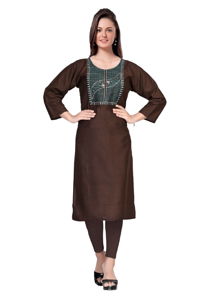 Authenzaa Women Kurti SMCKT034 Coffee 