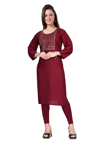 Authenzaa Women Kurti SMCKT037 Maroon 