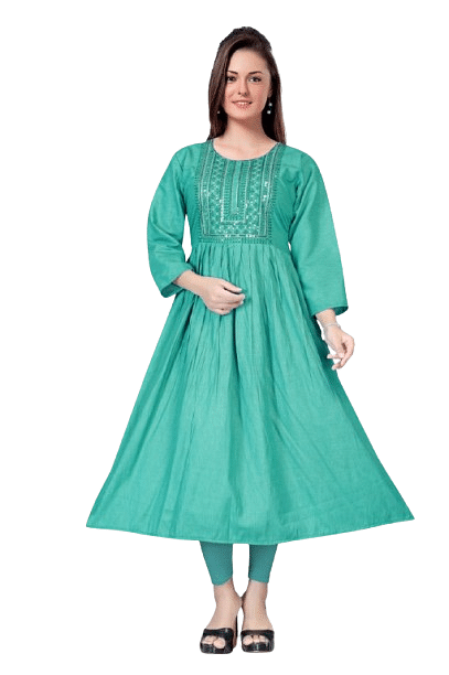 Authenzaa Women Kurti SMCKT057 Aqua 