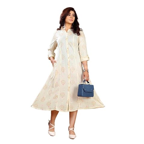 Authenzaa Women Kurti ATKT044 Cream 