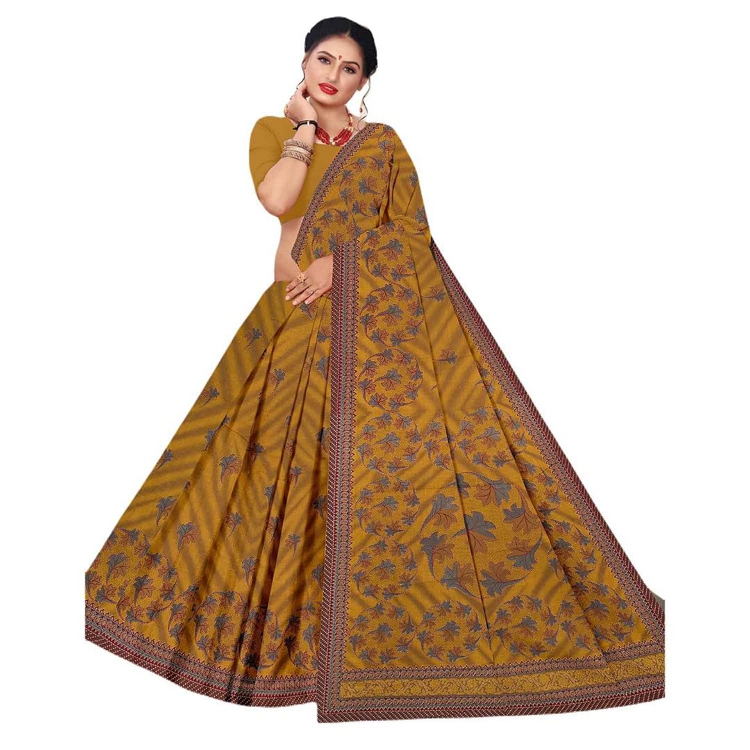 Authenzaa Women Cotton Saree JMDCS047 Green 