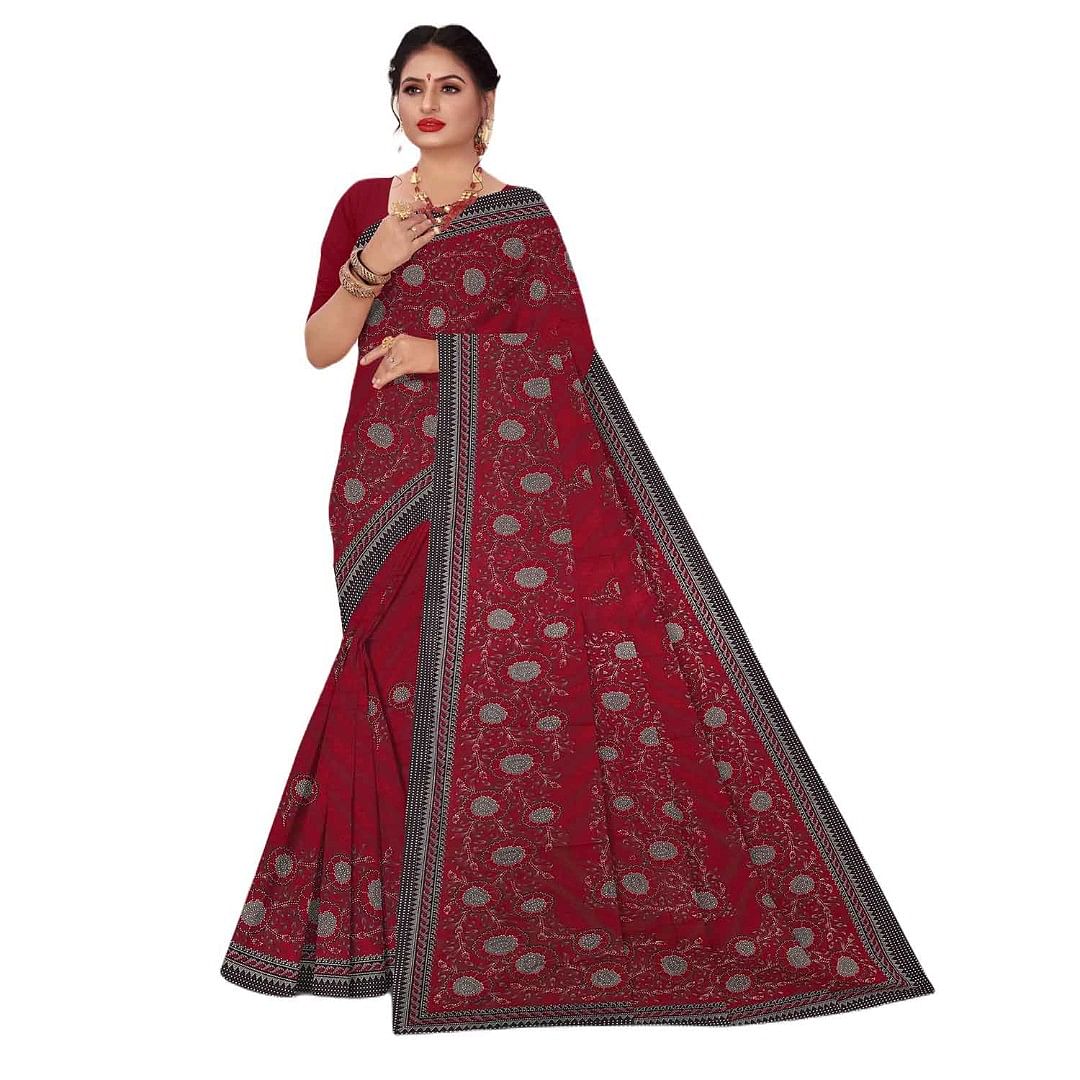 Authenzaa Women Cotton Saree JMDCS051 Purple 