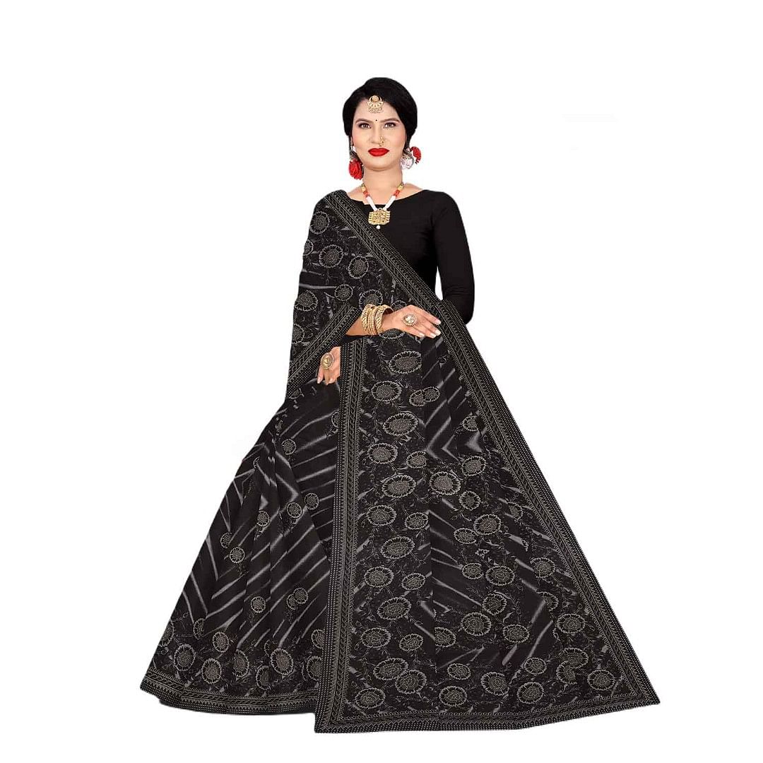 Authenzaa Women Cotton Saree JMDCS053 Navy 