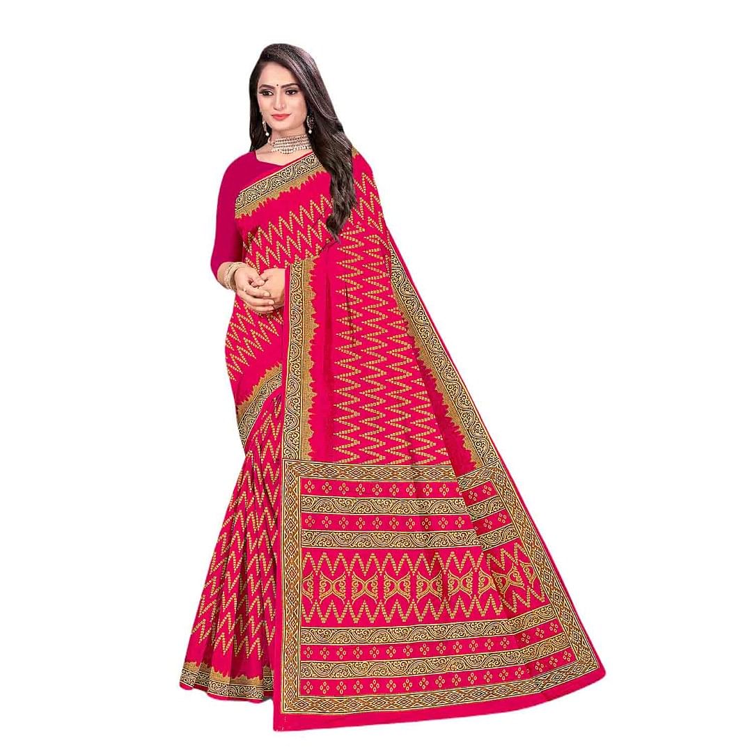 Authenzaa Women Cotton Saree JMDCS040 Maroon 