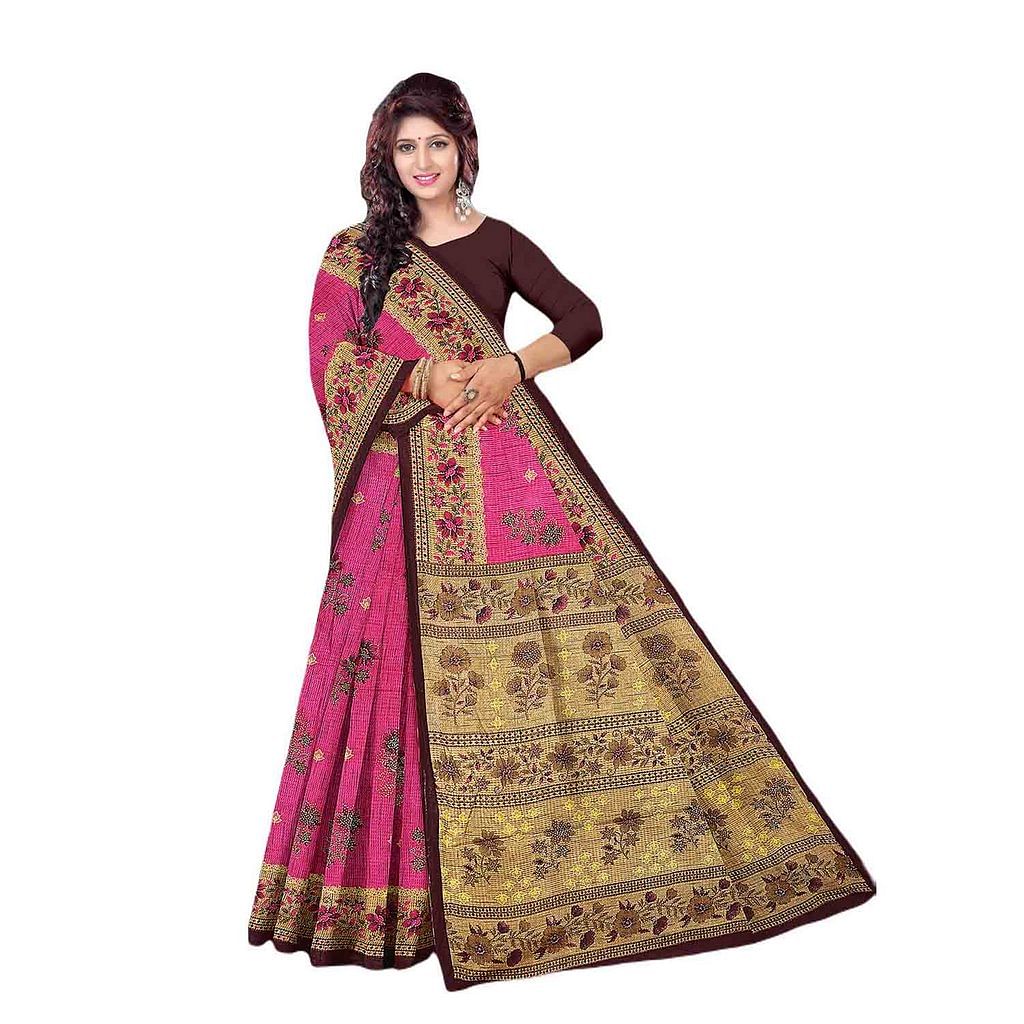 Authenzaa Women Cotton Saree JMDCS057 Lavender 