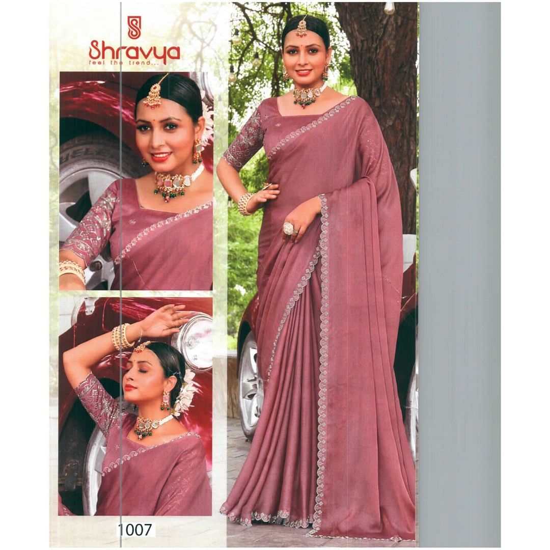 Authenzaa Women Saree SCAWS002 Pink 