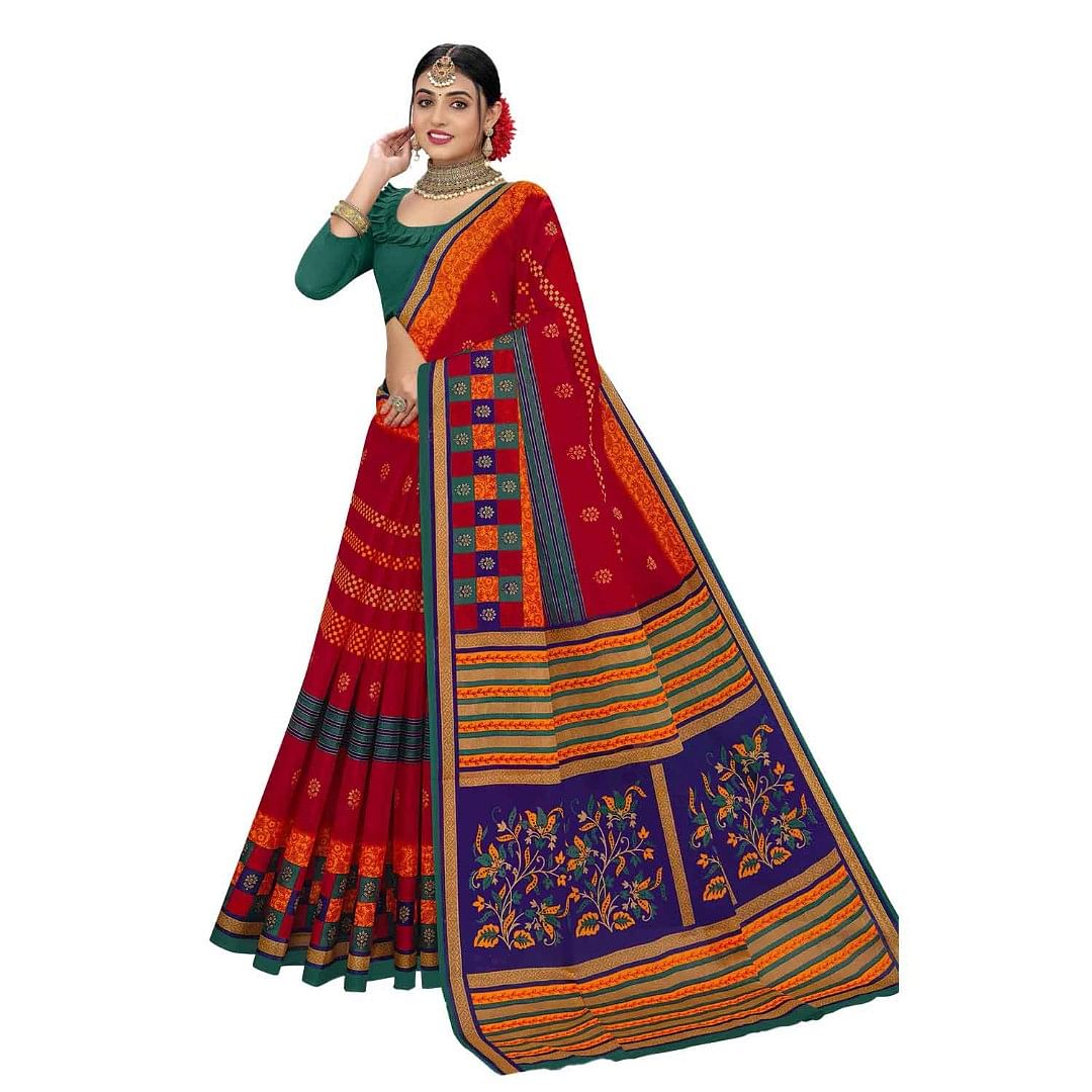 Authenzaa Women Cotton Saree JMDCS033 Multi 