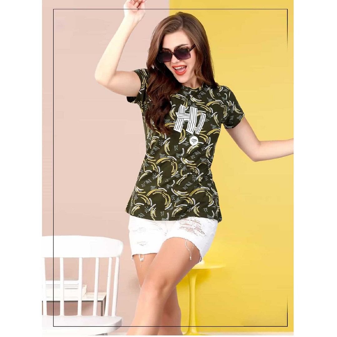 Authenzaa Women T-Shirt ACWTS009 Woodland Green 