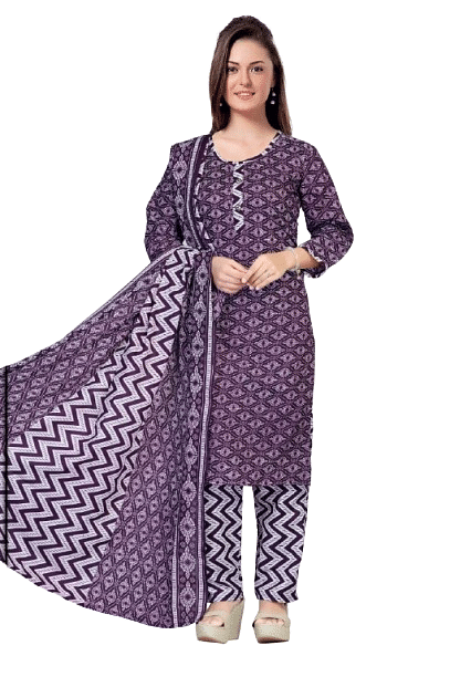 Authenzaa Women 3 Pcs Kurti Set SMCKT074 Wine 