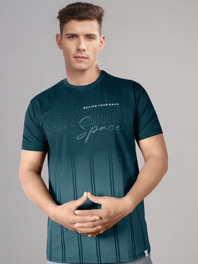 Authenzaa Men Round Neck T-Shirt SFRNT023 Aqua Blue 