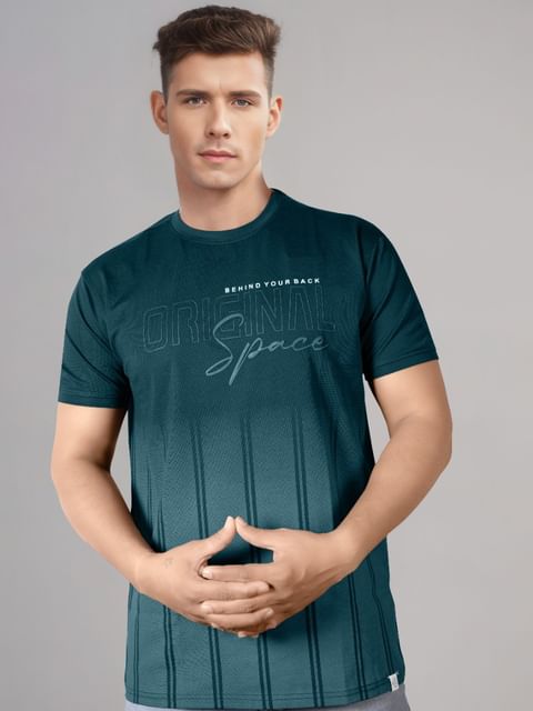 Authenzaa Men Round Neck T-Shirt SFRNT023 Aqua Blue 