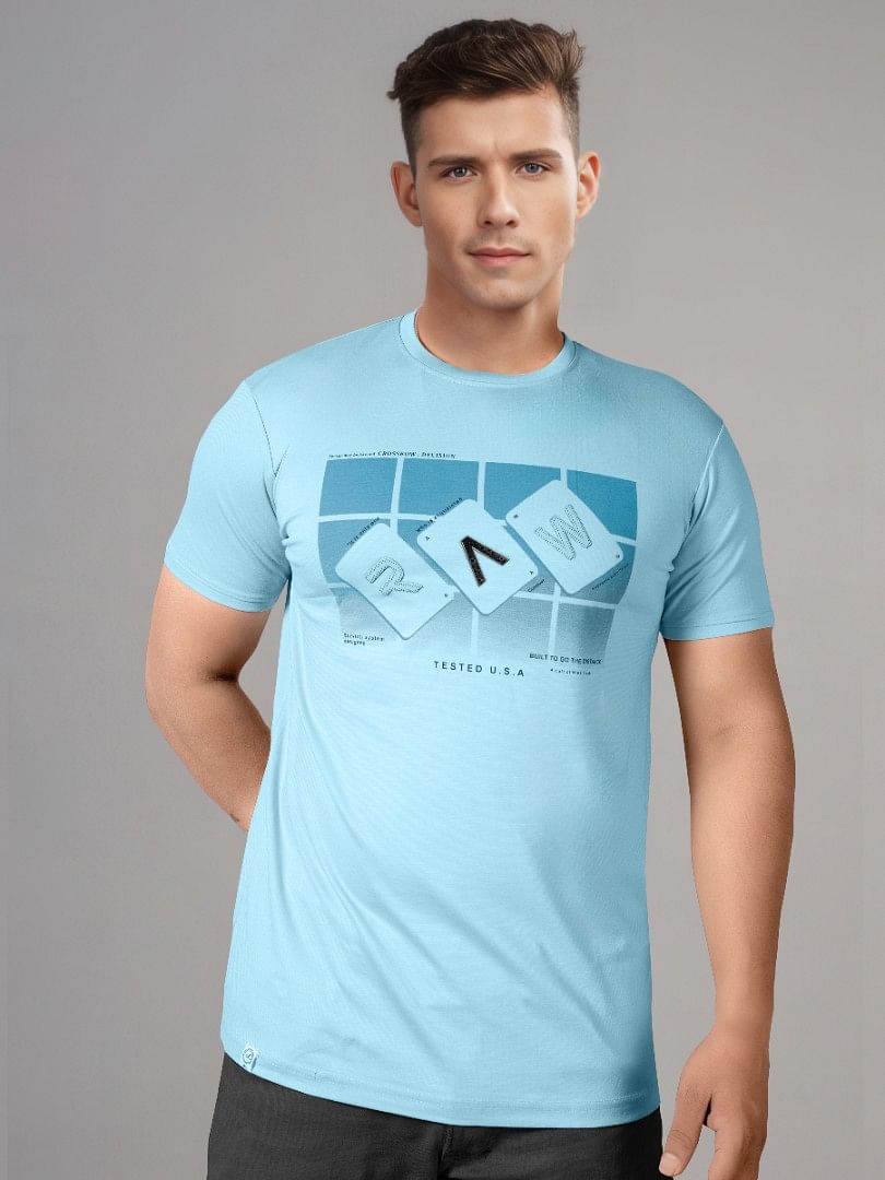 Authenzaa Men Round Neck T-Shirt SFRNT017 Sea Blue 