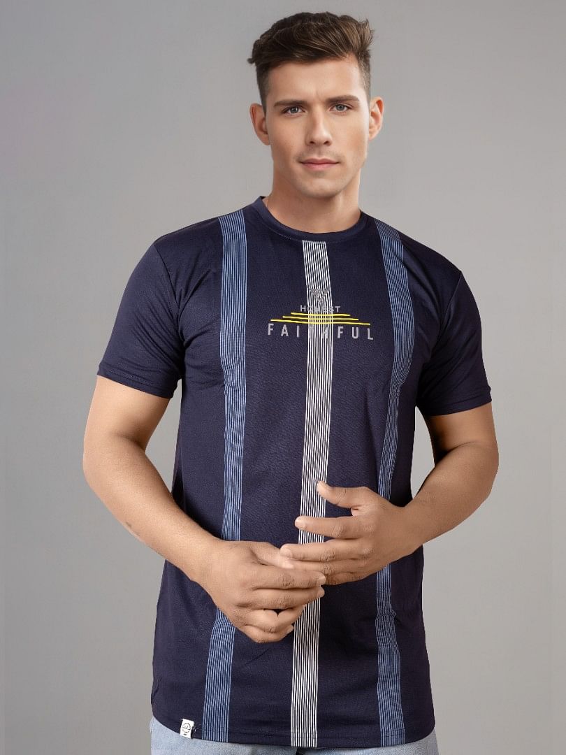 Authenzaa Men Round Neck T-Shirt SFRNT020 Navy Blue 