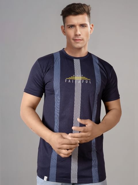 Authenzaa Men Round Neck T-Shirt SFRNT020 Navy Blue 