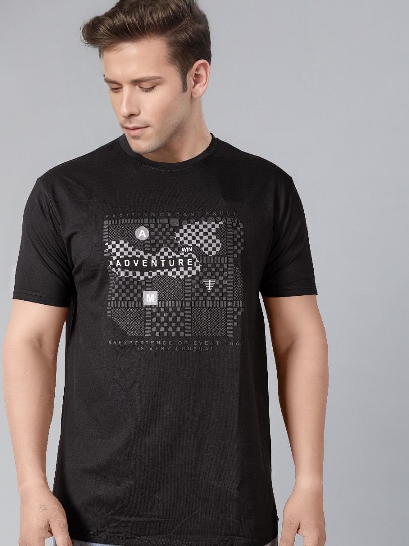 Authenzaa Men Round Neck T-Shirt SFRNT024 Black 
