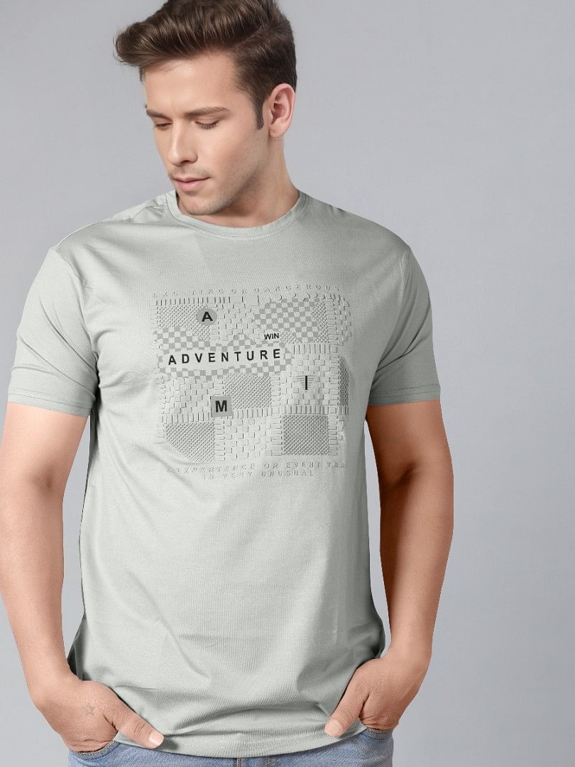 Authenzaa Men Round Neck T-Shirt SFRNT025 Ash 