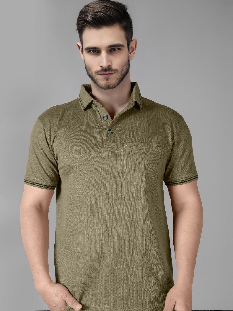 Authenzaa Men Polo T-Shirt SFPT011 Mahendi 