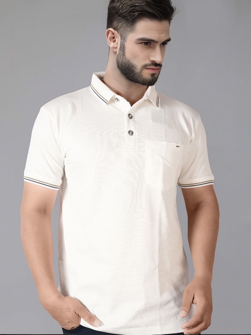 Authenzaa Men Polo T-Shirt SFPT010 White 