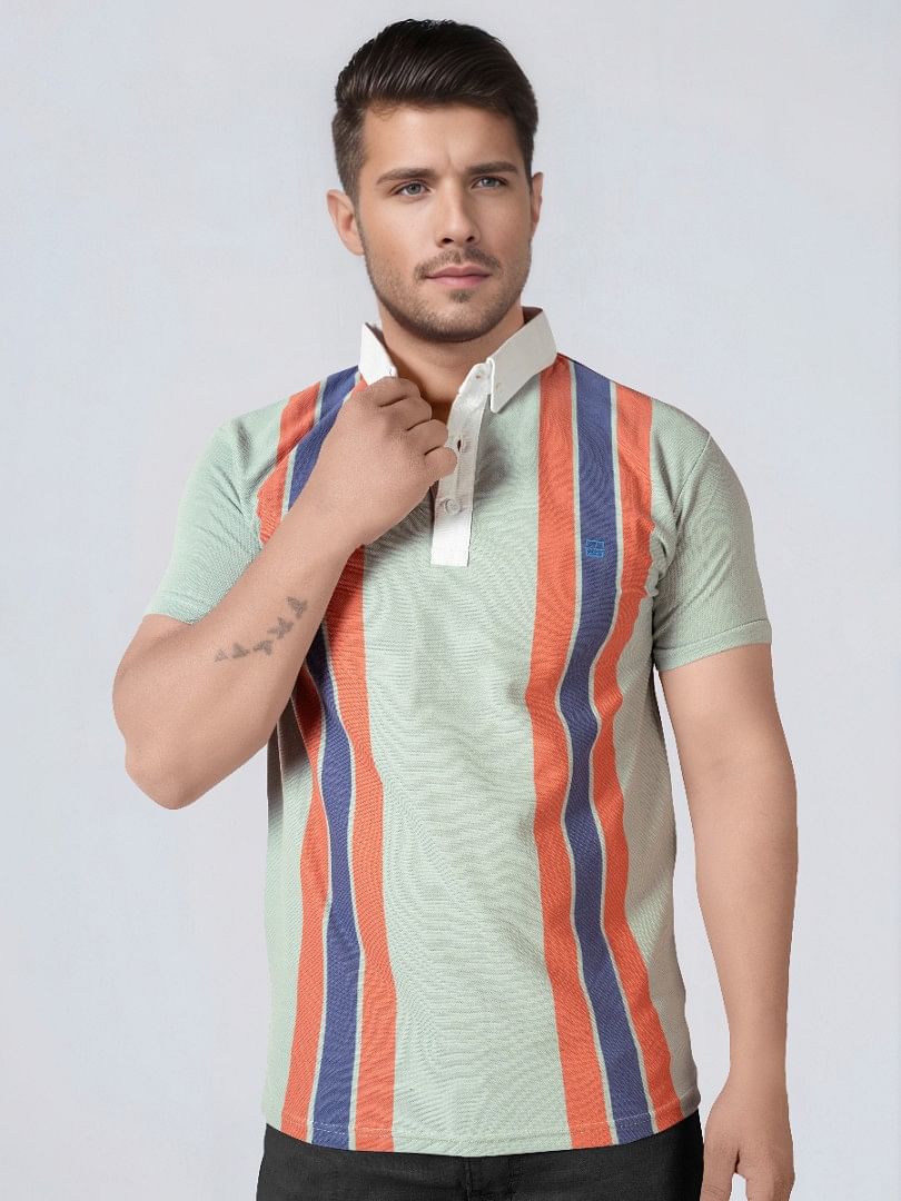 Authenzaa Men Polo T-Shirt SFPT023 Stripe Pista 