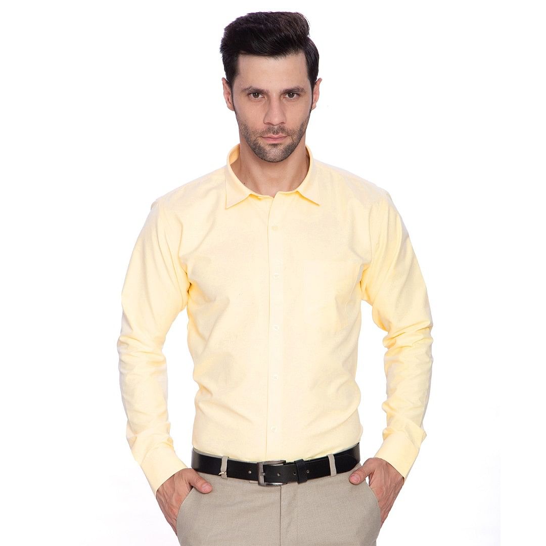 Authenzaa Men Formal Shirt ESFS003 Lemon Yellow