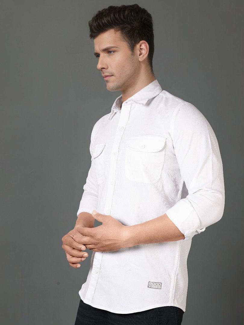 Authenzaa Men Casual Shirt SFCS040 White 