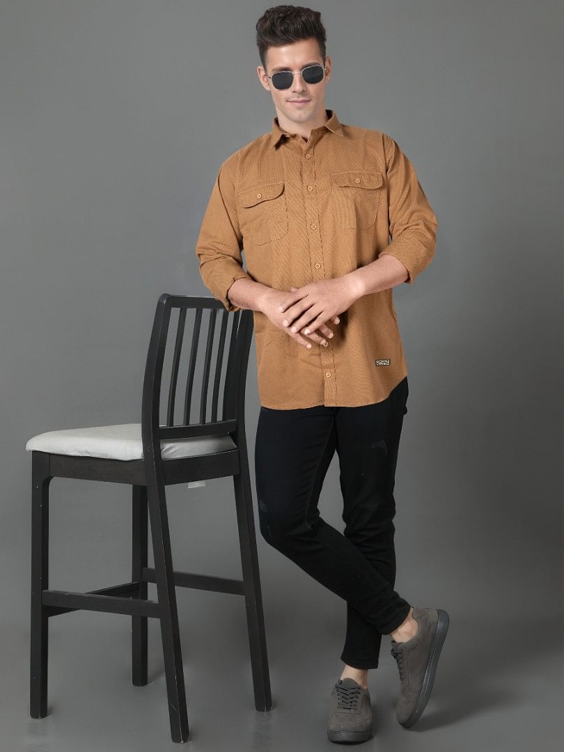 Authenzaa Men Casual Shirt SFCS043 Khakhi 