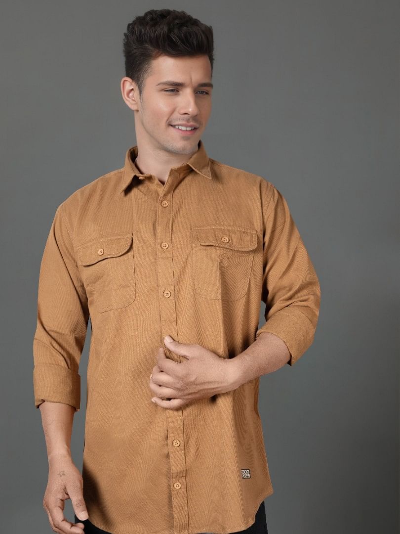 Authenzaa Men Casual Shirt SFCS043 Khakhi 