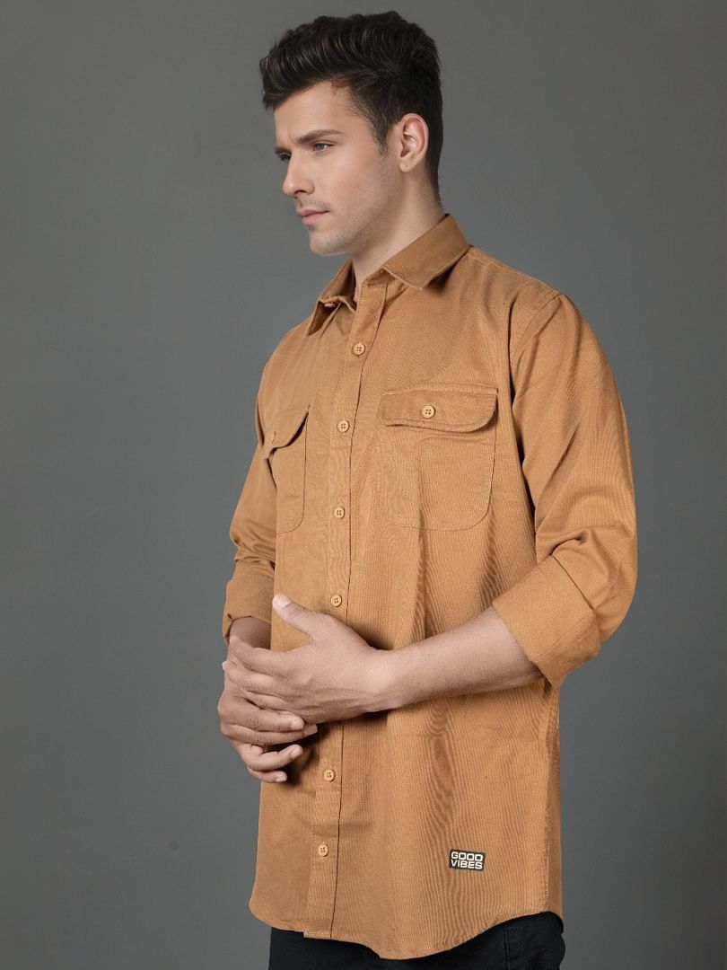 Authenzaa Men Casual Shirt SFCS043 Khakhi 