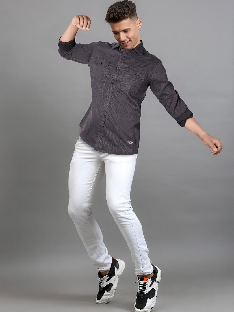 Authenzaa Men Casual Shirt SFCS045 Dark Grey 