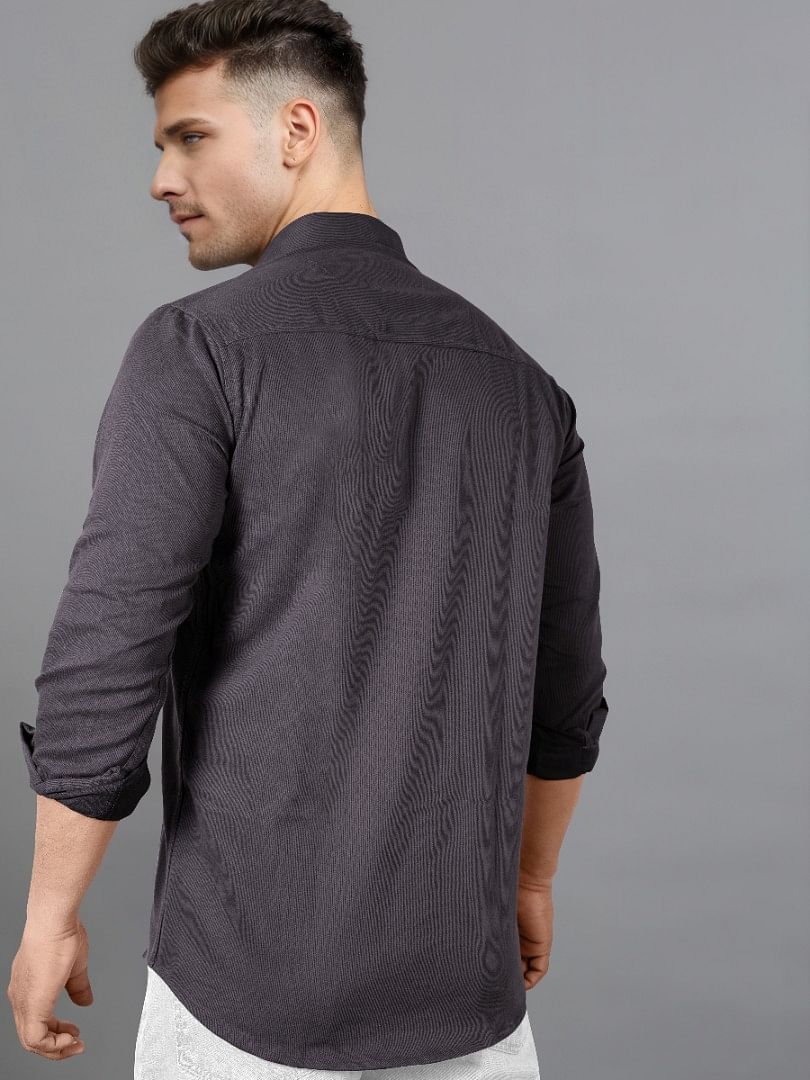 Authenzaa Men Casual Shirt SFCS045 Dark Grey 