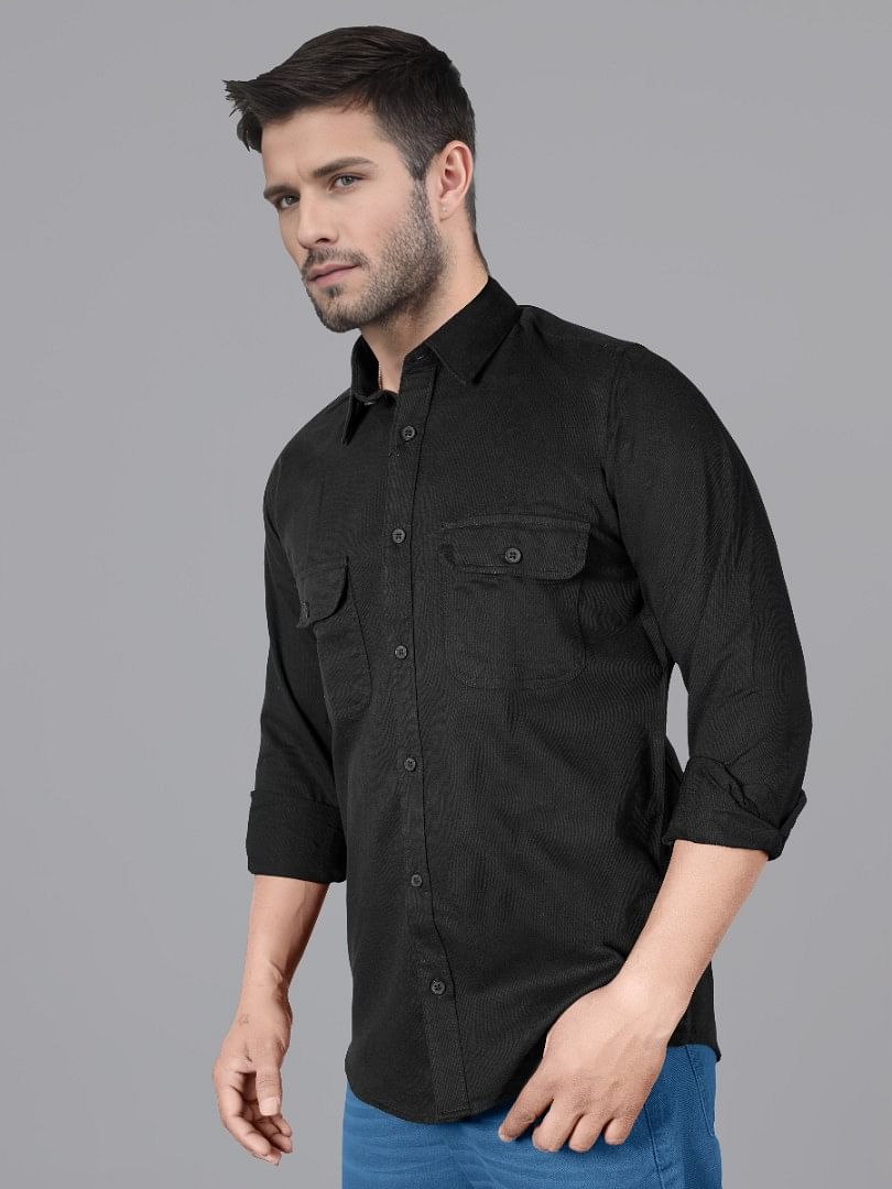 Authenzaa Men Casual Shirt SFCS041 Black 