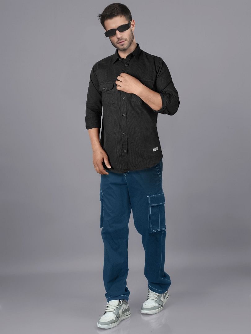 Authenzaa Men Casual Shirt SFCS041 Black 